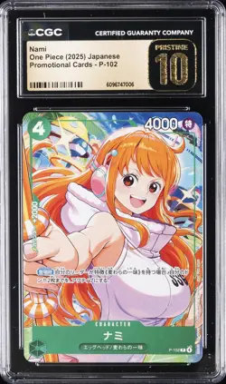 2025 ONE PIECE JAPANESE PROMO CARDS #P-102 NAMI CGC 10 PRISTINE - Image 1