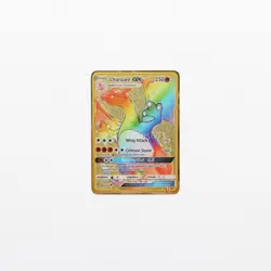 Charizard GX Rainbow Pokemon Gold Metal Card Collectible Gift Display - Image 1