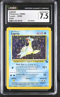 CGC 7.5 Lapras 1999 Fossil 10/62 Holo Pokemon Card - Image 1
