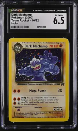 CGC 6.5 Dark Machamp 2000 Team Rocket 10/82 Holo Pokemon Card - Image 1