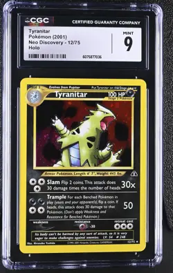 CGC 9 MINT Tyranitar 2001 Neo Discovery 12/75 Holo Pokemon Card - Image 1