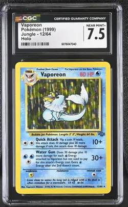 CGC 7.5 Vaporeon 1999 Jungle 12/64 Holo Pokemon Card - Image 1