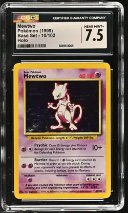 CGC 7.5 Mewtwo 1999 Base Set 10/102 Holo Pokemon Card - Image 1