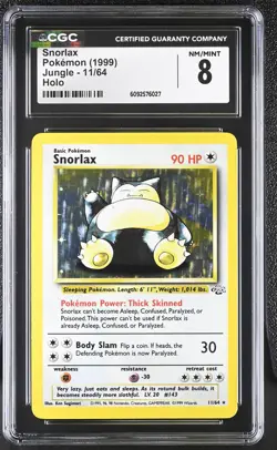 CGC 8 Snorlax 1999 Jungle 11/64 Holo Pokemon Card - Image 1