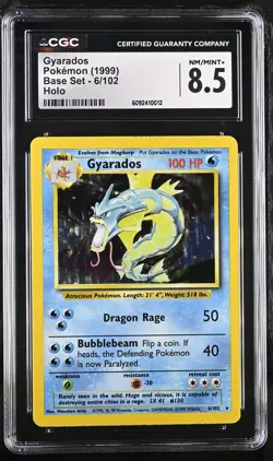 CGC 8.5 Gyarados 1999 Base Set 6/102 Holo Pokemon Card - Image 1