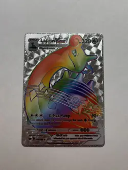 Silver Foil Lapras VMAX Rainbow Fan Art Display Vmax Card NM - Image 1