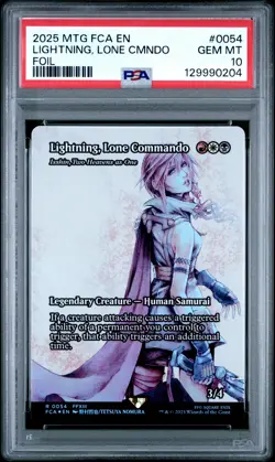 2025 MTG FINAL FANTASY: THROUGH THE AGES FOIL LIGHTNING, LONE COMMANDO PSA 10 - Image 1