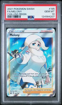 2021 POKEMON SWORD & SHIELD CHILLING REIGN #195 FULL ART/MELONY PSA 10 - Image 1