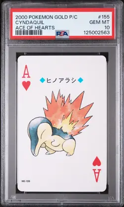 2000 POKEMON GOLD VERSION PLAYING CARDS ACE OF HEARTS #155 CYNDAQUIL PSA 10 - Image 1