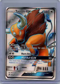 Tauros GX 144/149 - Pokemon TCG Sun & Moon Base Set Full Art Ultra Rare Card NM - Image 1
