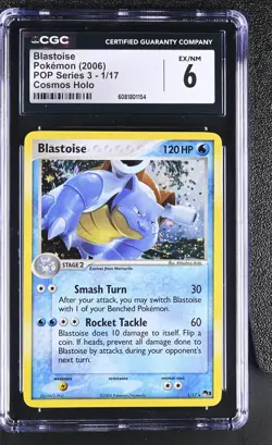 CGC 6 Blastoise 2006 POP Series 3 1/17 Cosmos Holo Pokemon Card - Image 1