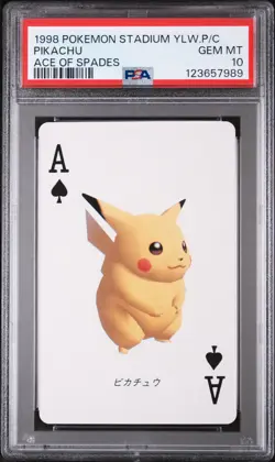 1998 POKEMON STADIUM YELLOW VERSION PLAYING CARDS ACE OF SPADES PIKACHU PSA 10 - Image 1