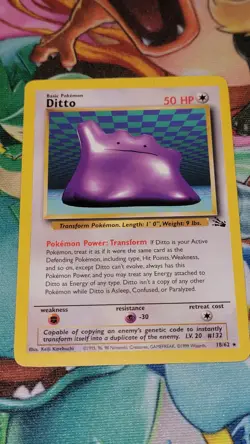 Pokemon Card Fossil Regular Rare Ditto 18/62 WOTC Vintage NM - Image 1