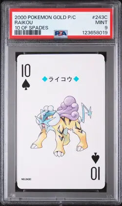 2000 POKEMON GOLD VERSION PLAYING CARDS 10 OF SPADES #243C RAIKOU PSA 9 - Image 1