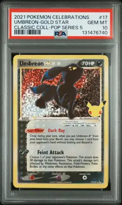 2021 POKEMON CELEBRATIONS CLASSIC COLL #17 UMBREON-GOLD STAR PSA 10 - Image 1