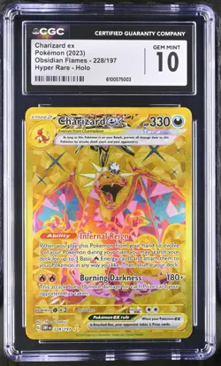 Pokemon Charizard EX 228/197 Obsidian Flames Hyper Rare Gold GEM MINT CGC 10 - Image 1