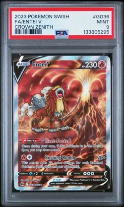 PSA 9 Pokemon Entei V GG36/GG70 Crown Zenith: Galarian Gallery Holo - Image 1