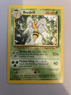 Beedrill 17/102 Base Set Unlimited Non Holo Rare LP WotC Vintage Pokemon Card - Image 1
