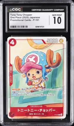 2025 ONE PIECE JAPANESE PROMO CARDS #P-101 TONY TONY CHOPPER CGC 10 GEM MINT - Image 1