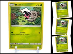 Pokemon Sun & Moon Crimson Invasion 8/111 Shelmet 4X Mint/NM 4 Cards Playset X4 - Image 1