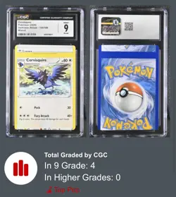 ?? CGC 9 ERROR ?? HUGE MISCUT Corvisquire 155/189 Darkness Ablaze Pokemon Card - Image 1