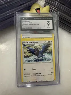 ?? CGC 9 ERROR ?? HUGE MISCUT Corvisquire 155/189 Darkness Ablaze Pokemon Card - Image 2