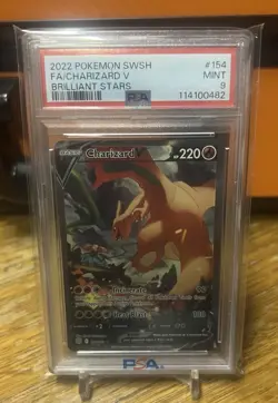 Charizard V Alt Full Art 154/172 Pokemon Cards Brilliant Stars PSA 9 MINT - Image 1