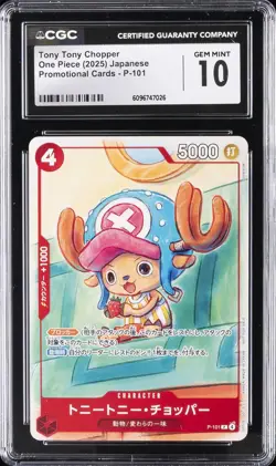 2025 ONE PIECE JAPANESE PROMO CARDS #P-101 TONY TONY CHOPPER CGC 10 GEM MINT - Image 1