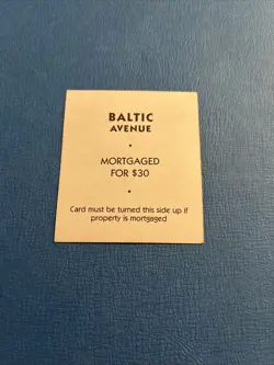 1998 Monopoly Property Deed Card BALTIC AVENUE Game Piece Part - Image 2