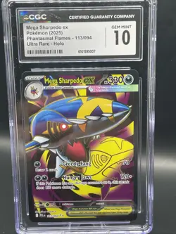 Mega Sharpedo ex / Phantasmal Flames 113/094 - Full Art Pokemon Card CGC 💎 10 - Image 1