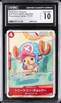 2025 ONE PIECE JAPANESE PROMO CARDS #P-101 TONY TONY CHOPPER CGC 10 GEM MINT - Image 1