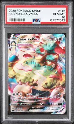2020 POKEMON SWORD & SHIELD #142 FULL ART/SNORLAX VMAX PSA 10 - Image 1