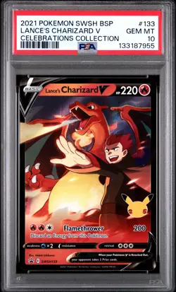 2021 POKEMON SWSH PROMO CELEBRATIONS COLLECTION LANCE'S CHARIZARD V PSA 10 - Image 1