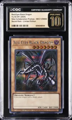 2025 YU-GI-OH! NIKE COLLABORATION PROMO RED-EYES BLACK DRAGON CGC 10 PRISTINE - Image 1