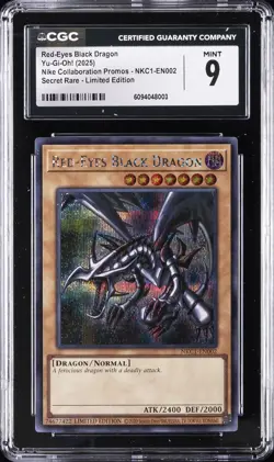 2025 YU-GI-OH! NIKE COLLABORATION PROMO RED-EYES BLACK DRAGON CGC 9 - Image 1