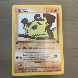 Mankey 61/82 1st Edition NM Near Mint Team Rocket Non-Holo Pokemon Card 1X - Image 1