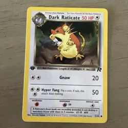 1st Edition Team Rocket Dark Raticate 51/82 Pokemon Card Near Mint 1X - Image 1