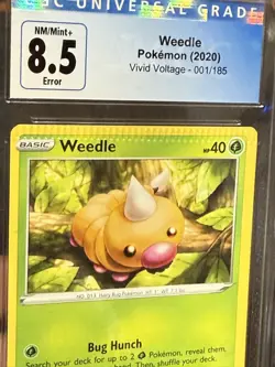 ERROR CRIMPED CGC 8.5 Pokemon Vivid Voltage Weedle Card 001/185 Blue Label - Image 3