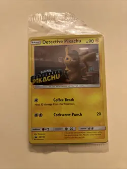 Detective Pikachu SM190 Stamped Holo Sealed Movie Promo Pokemon Card - Image 1