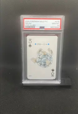 2000 Pokemon Gold Version Poker Playing Cards Golem 3 Of Clubs PSA GEM MT 10 - Image 1