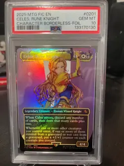 MTG Final Fantasy Celes, Rune Knight Character Borderless Foil PSA 10 - Image 1