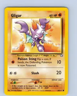 Pokemon TCG Gligar Neo Genesis 59/111 Unlimited Common Card WOTC Played LP - Image 1