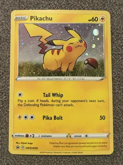 Pikachu SWSH039 Cosmos Holo Pokemon TCG Black Star Promo Ungraded SWIRL G2U - Image 1