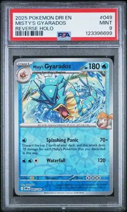 2025 Pokemon DRI EN Misty's Gyarados REVERSE HOLO #049 PSA 9 MINT - Image 1