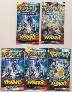 POKEMON TCG SCARLET & VIOLET SURGING SPARKS FACTORY SEALED BOOSTER 5 PACK LOT A - Image 1