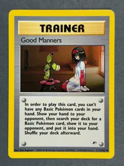 Good Manners 111/132 Gym Heroes Series Uncommon Pokemon TRAINER Card 2000 NM - Image 1