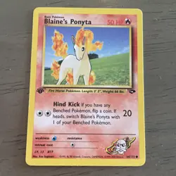 1st Edition Blaine’s Ponyta 64/132 Gym Challenge Pokemon Card NM Near Mint 1X - Image 2
