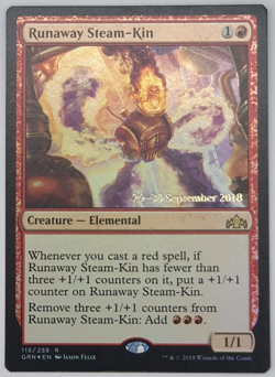 Magic The Gathering - Runaway Steam-Kin Card - Guilds of Ravnica Pre-Release - Image 1