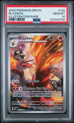 2025 POKEMON DRI EN-DESTINED RIVALS ILLUSTRATION RARE #192 BLAZIKEN PSA 10 - Image 1