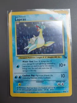 Pokemon - Lapras - Number 10/62 - Fossil Set -Holographic - Lightly Played - Image 1